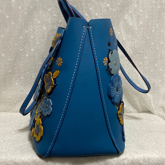 *SOLD*Coach Rogue Leather Tote With Linked Tea Rose In In River/black Copper - Picture 9 of 17